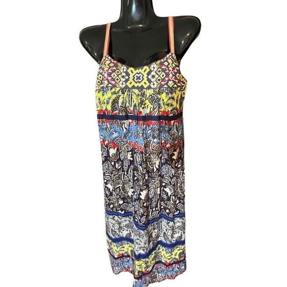 Anthropologie One September Boho Embroidered Top AdjustableStrap Shift Dress Sz - Picture 2 of 9